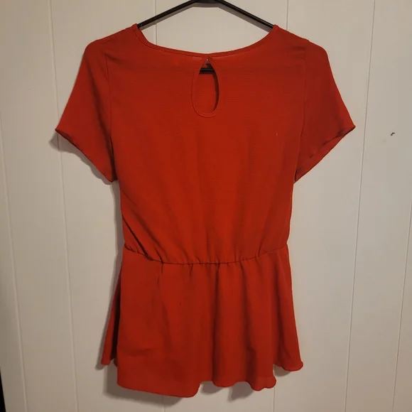 Stella Tweed Red Chiffon Tie Front Blouse - Picture 3 of 10